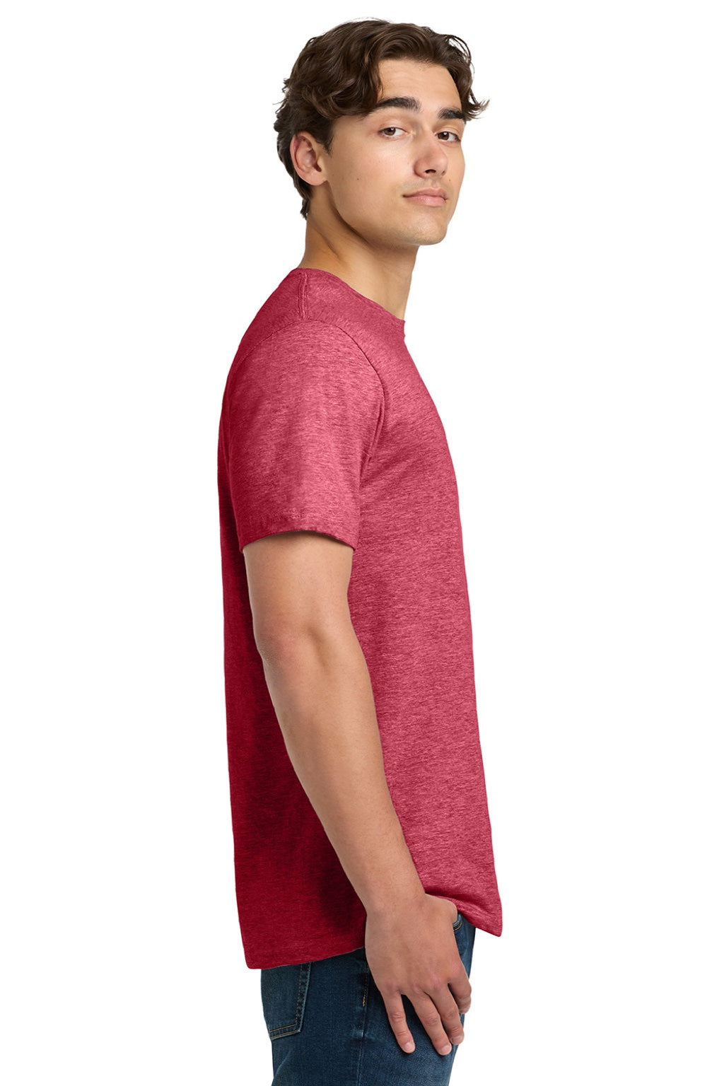 Gildan 64000 Mens Softstyle Short Sleeve Crewneck T-Shirt Heather Red Model Side