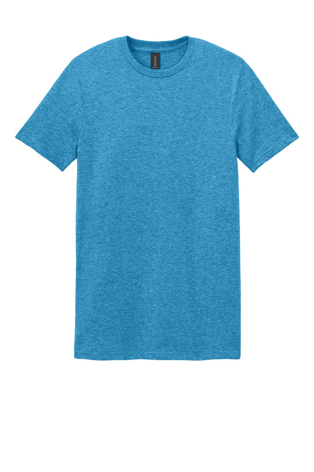 Gildan 64000 Mens Softstyle Short Sleeve Crewneck T-Shirt Heather Sapphire Blue Flat Front