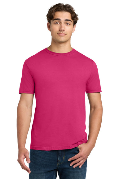 Gildan 64000 Mens Softstyle Short Sleeve Crewneck T-Shirt Heliconia Pink Model Front