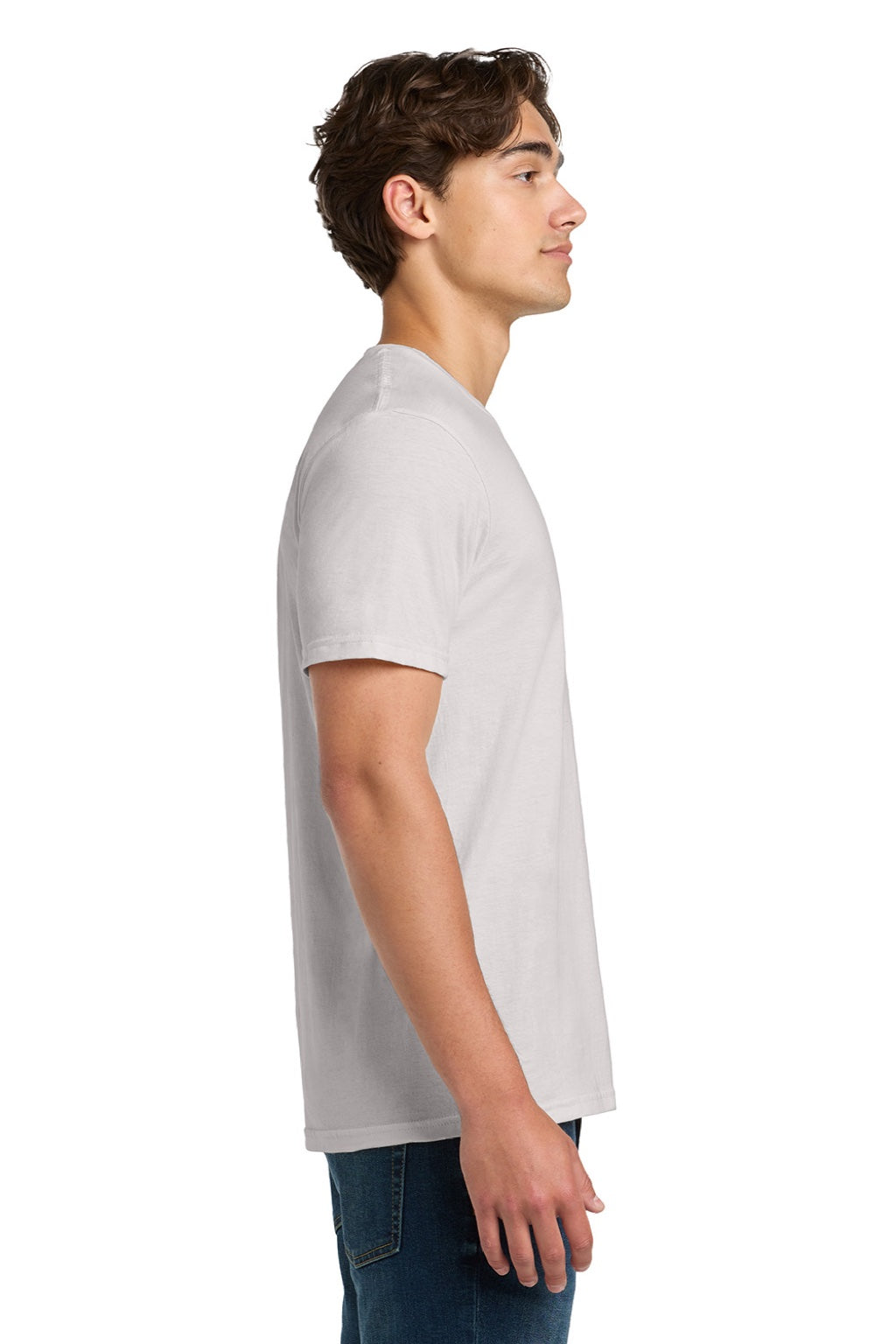 Gildan 64000 Mens Softstyle Short Sleeve Crewneck T-Shirt Ice Grey Model Side