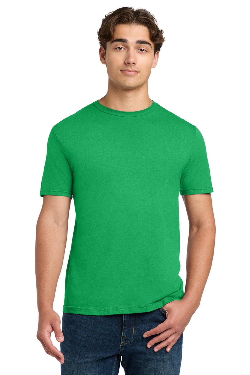 Gildan 64000 Mens Softstyle Short Sleeve Crewneck T-Shirt Irish Green Model Front