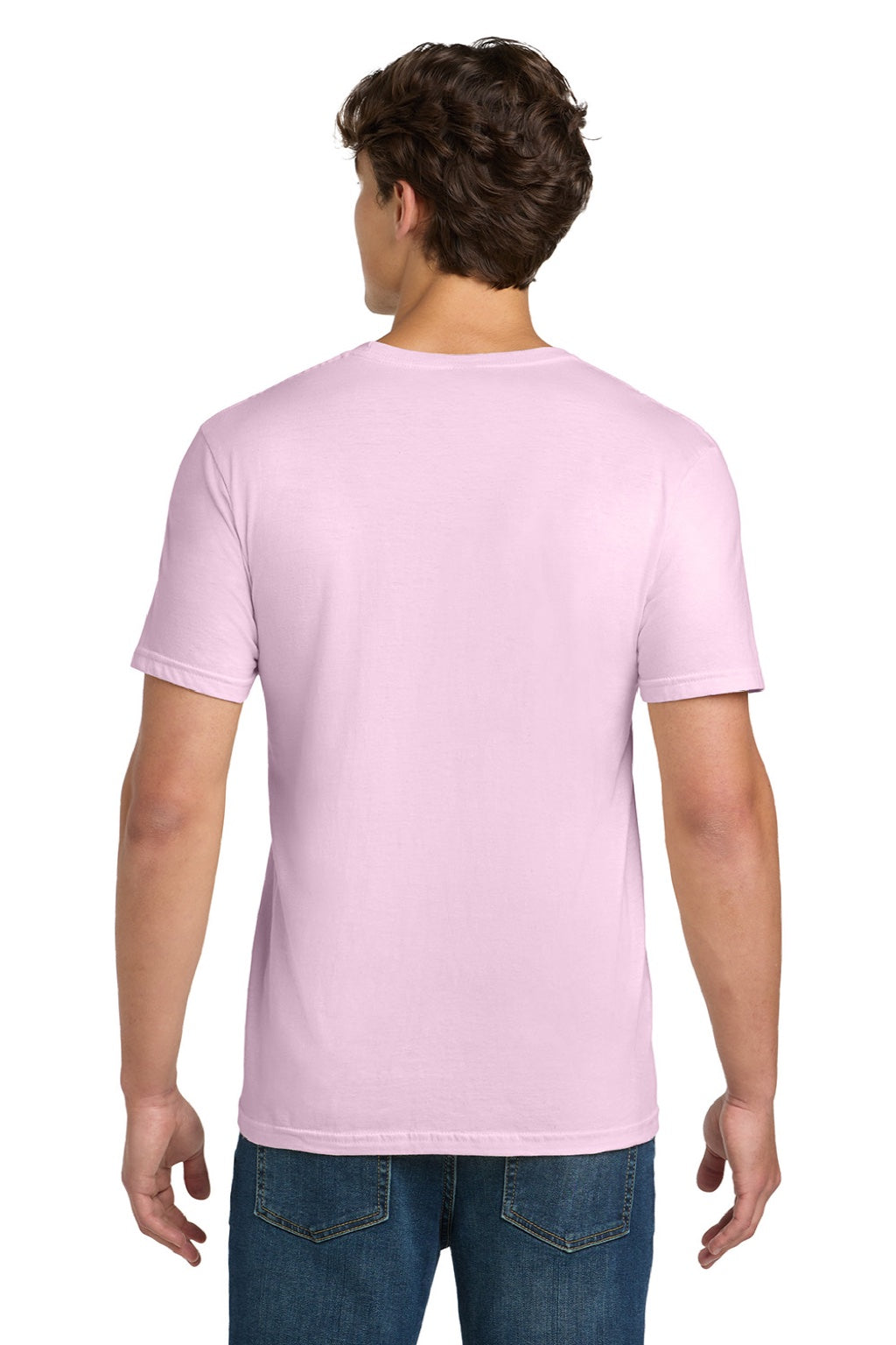 Gildan 64000 Mens Softstyle Short Sleeve Crewneck T-Shirt Light Pink Model Back