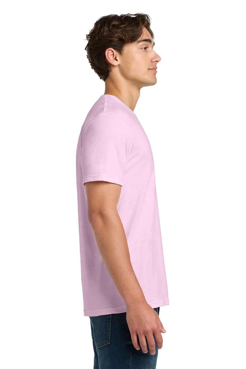 Gildan 64000 Mens Softstyle Short Sleeve Crewneck T-Shirt Light Pink Model Side