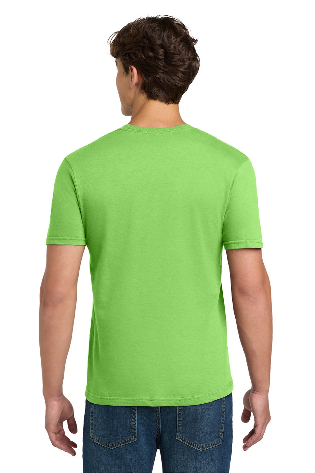 Gildan 64000 Mens Softstyle Short Sleeve Crewneck T-Shirt Lime Green Model Back