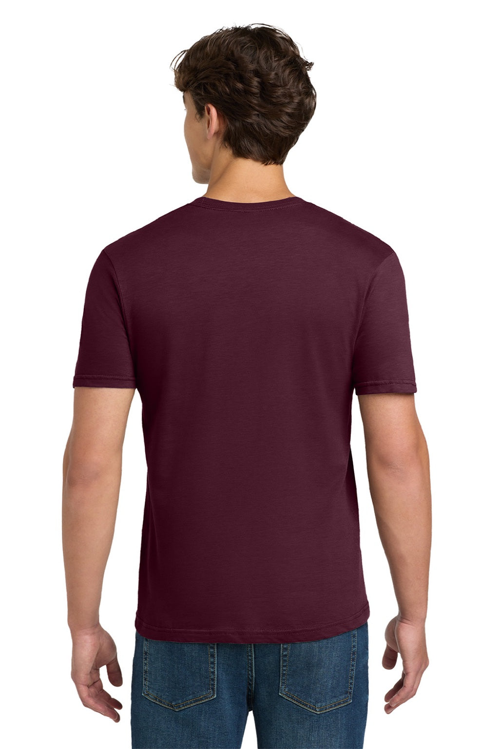 Gildan 64000 Mens Softstyle Short Sleeve Crewneck T-Shirt Maroon Model Back