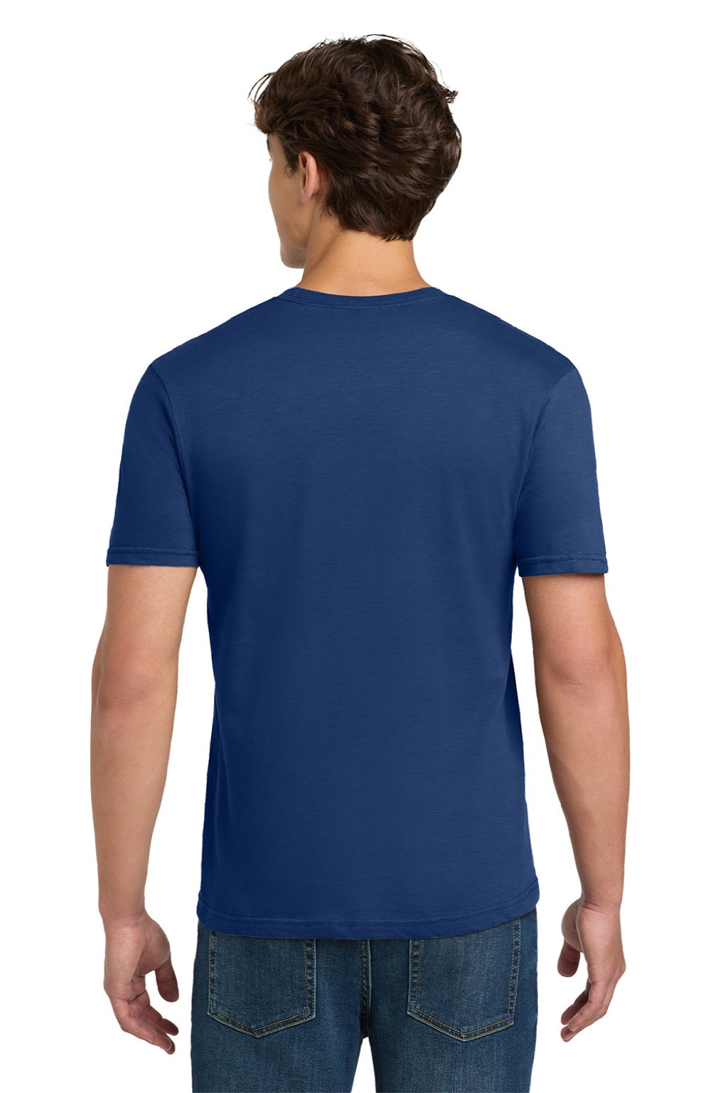 Gildan 64000 Mens Softstyle Short Sleeve Crewneck T-Shirt Metro Blue Model Back
