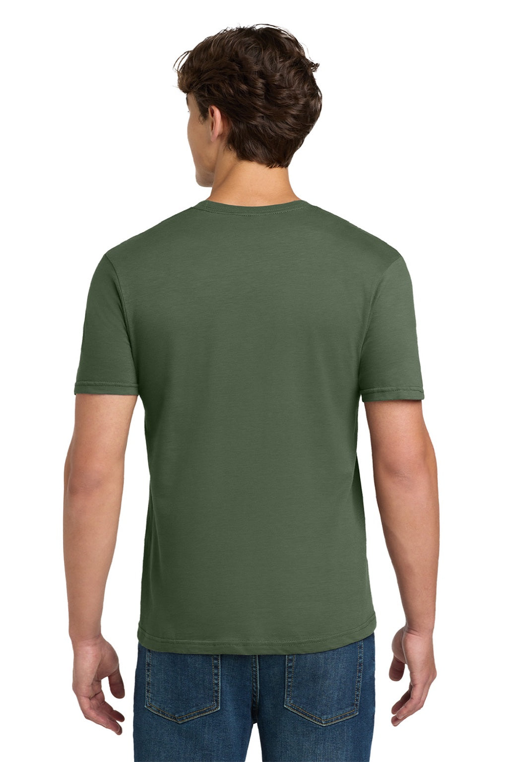Gildan 64000 Mens Softstyle Short Sleeve Crewneck T-Shirt Military Green Model Back