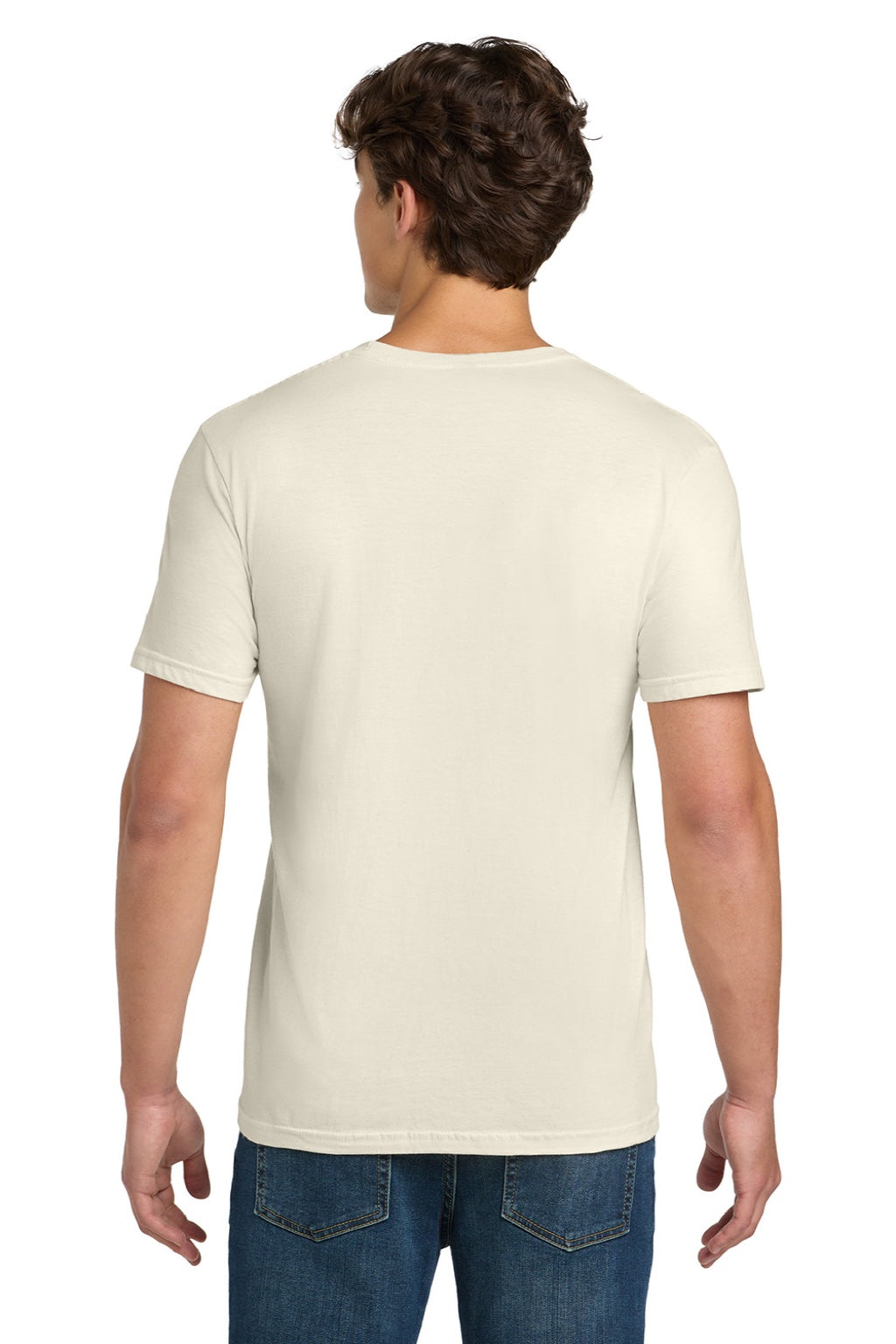 Gildan 64000 Mens Softstyle Short Sleeve Crewneck T-Shirt Natural Model Back