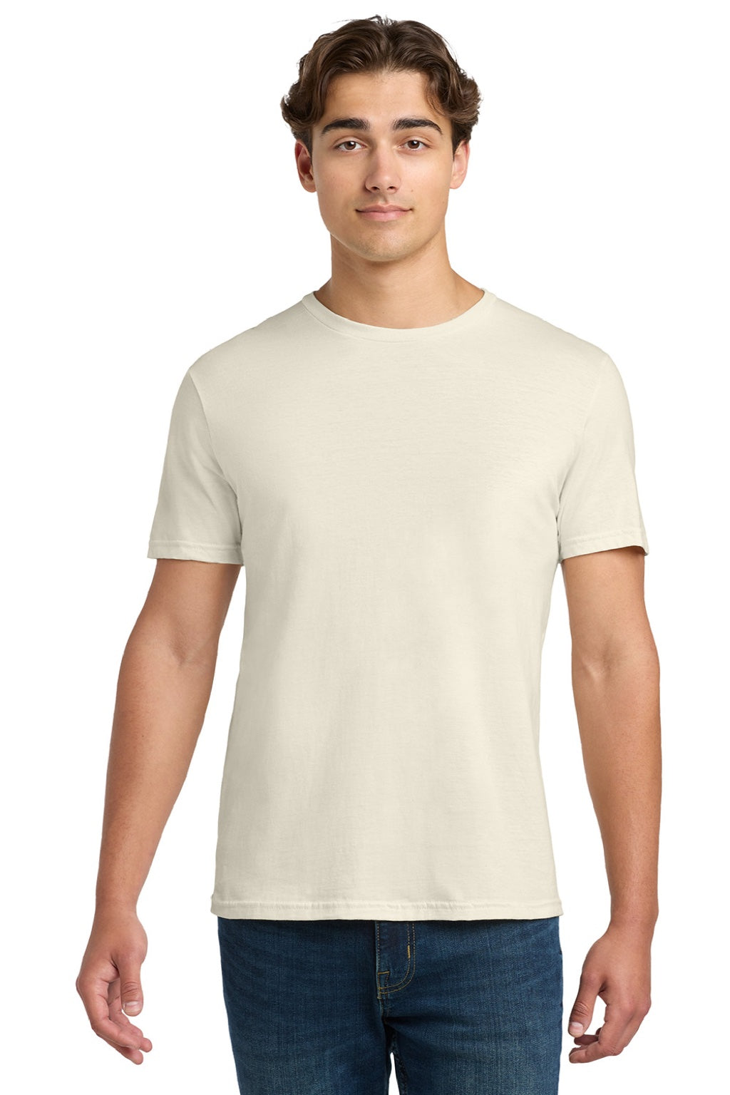 Gildan 64000 Mens Softstyle Short Sleeve Crewneck T-Shirt Natural Model Front