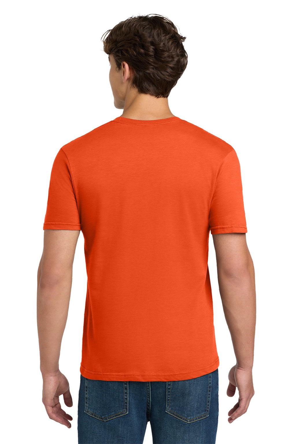 Gildan 64000 Mens Softstyle Short Sleeve Crewneck T-Shirt Orange Model Back