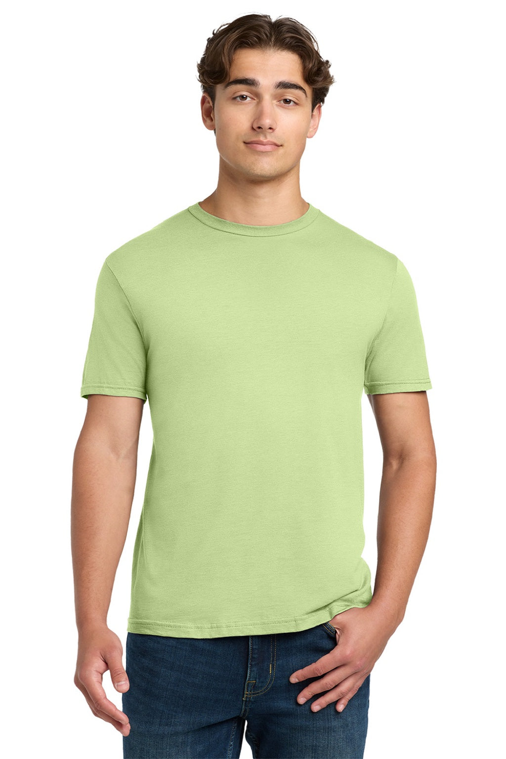 Gildan 64000 Mens Softstyle Short Sleeve Crewneck T-Shirt Pistachio Green Model Front
