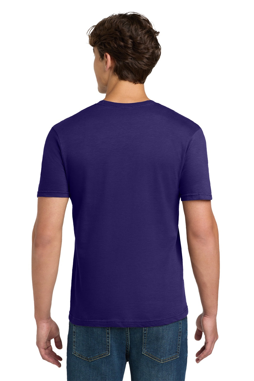 Gildan 64000 Mens Softstyle Short Sleeve Crewneck T-Shirt Purple Model Back