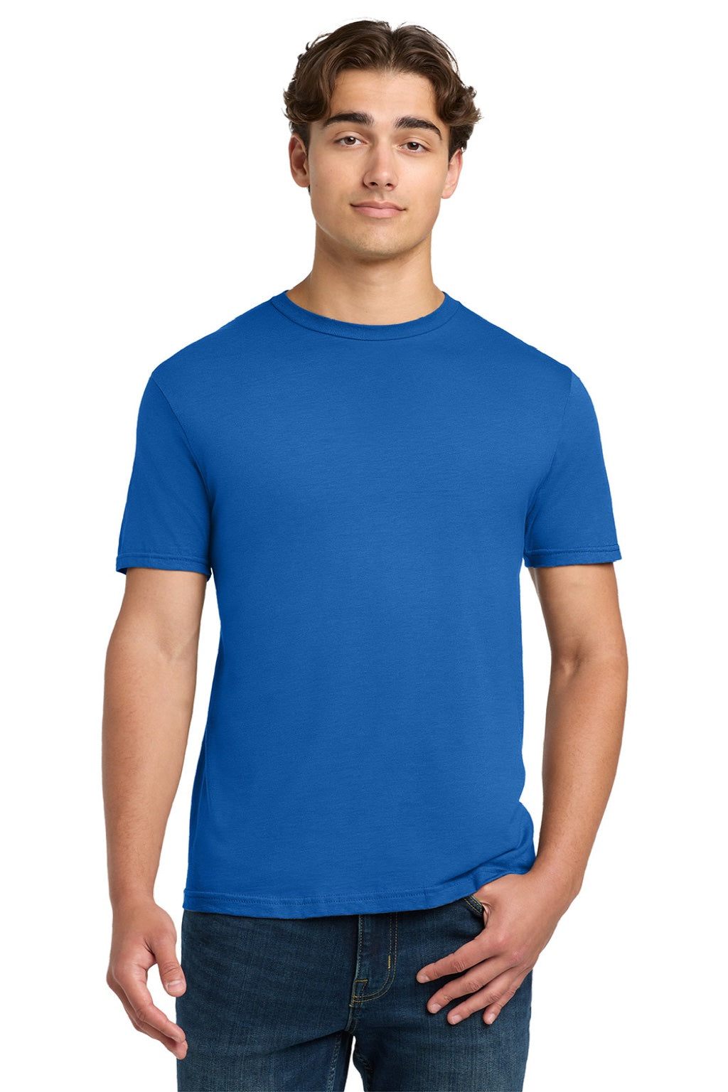 Gildan 64000 Mens Softstyle Short Sleeve Crewneck T-Shirt Royal Blue Model Front