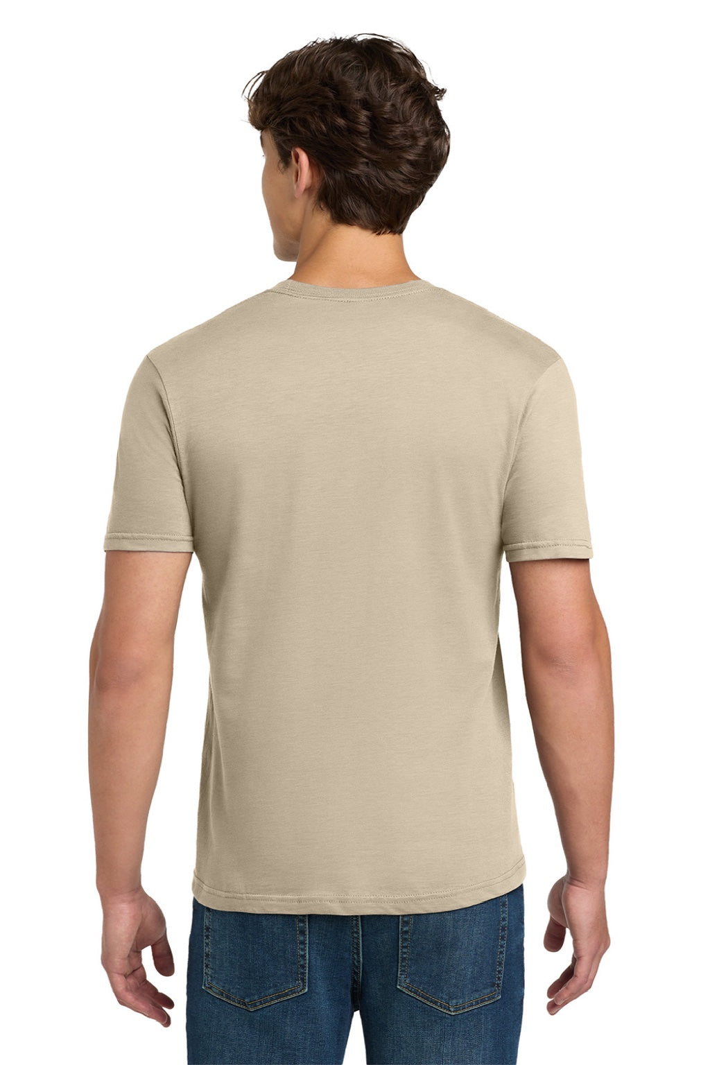 Gildan 64000 Mens Softstyle Short Sleeve Crewneck T-Shirt Sand Model Back
