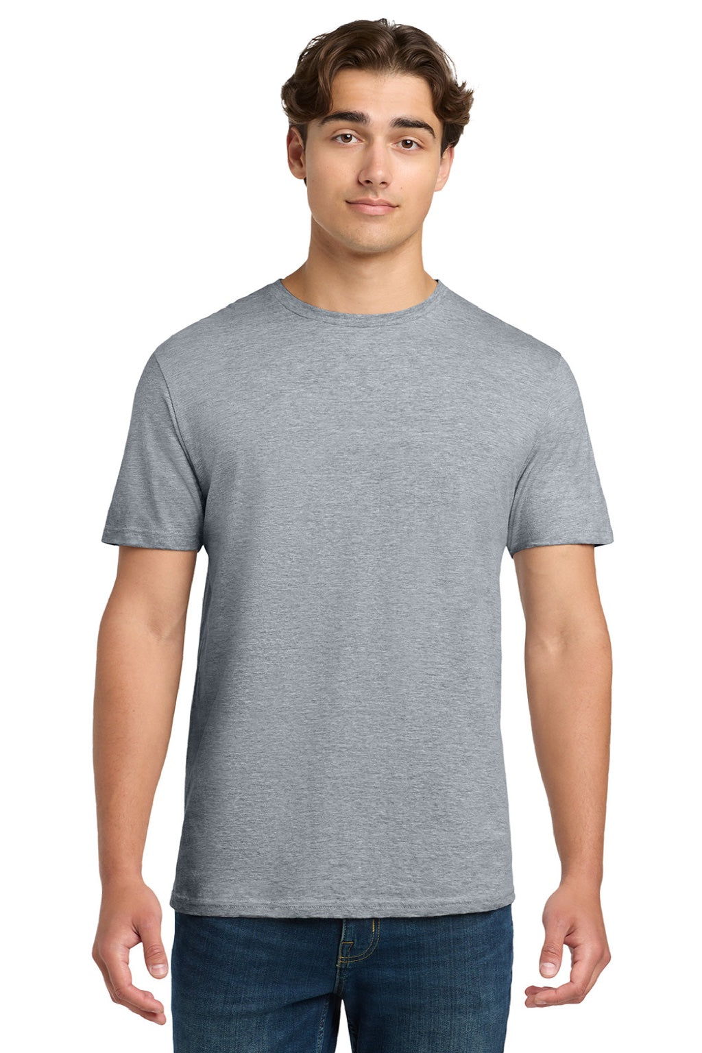 Gildan 64000 Mens Softstyle Short Sleeve Crewneck T-Shirt Sport Grey Model Front