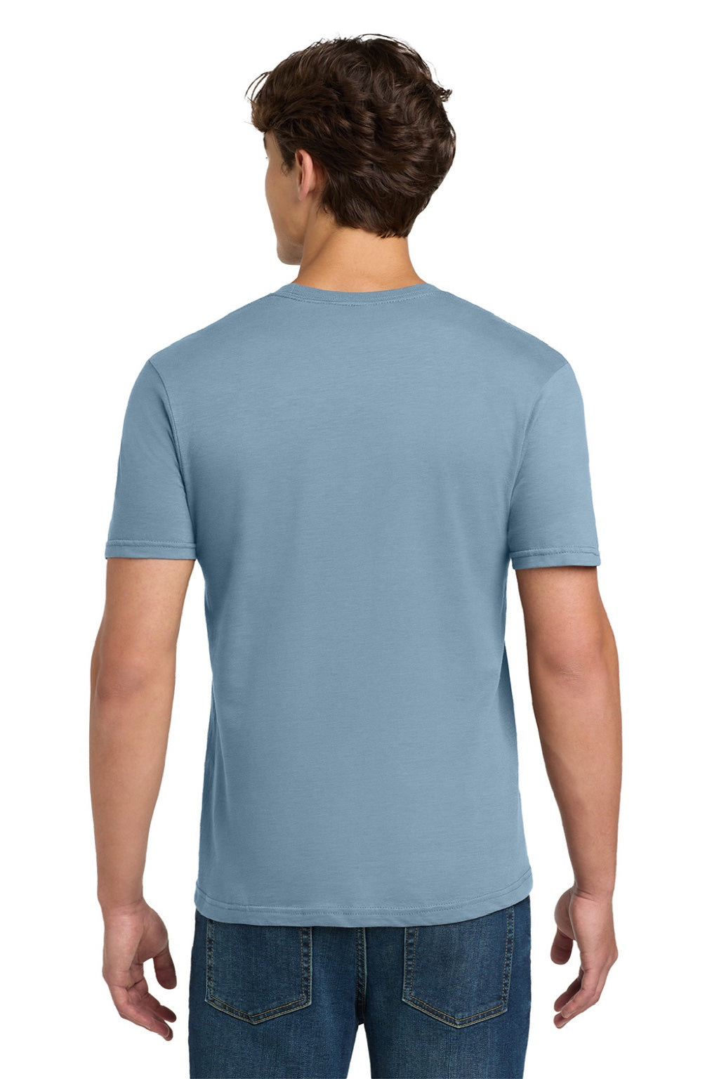 Gildan 64000 Mens Softstyle Short Sleeve Crewneck T-Shirt Stone Blue Model Back