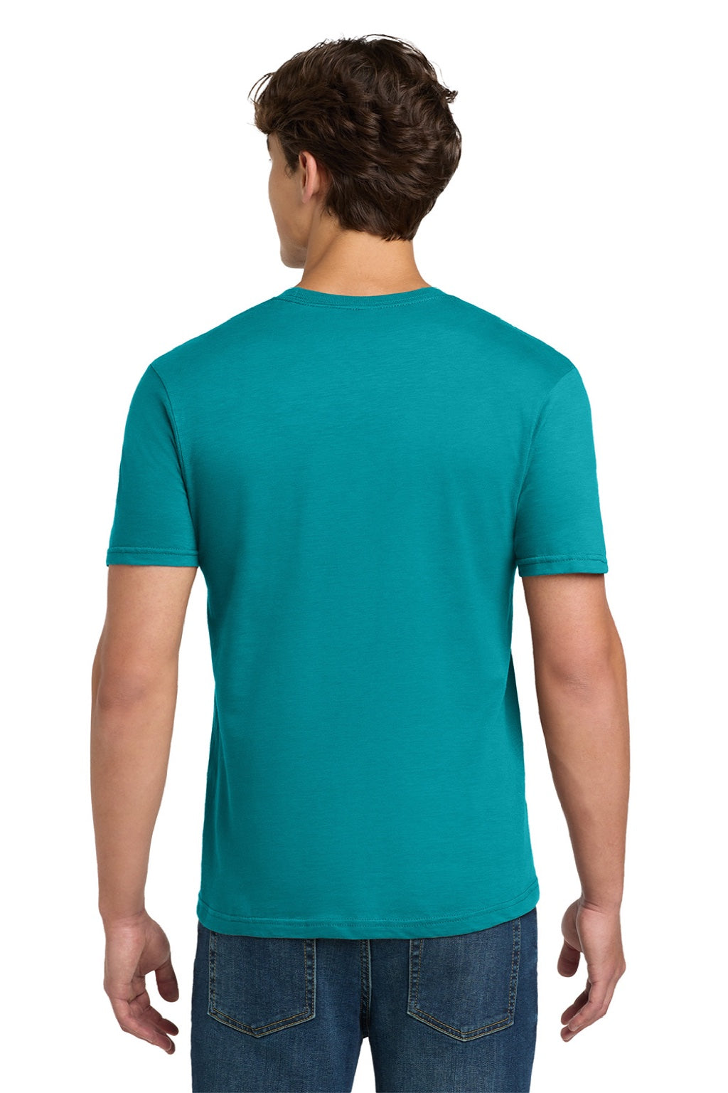 Gildan 64000 Mens Softstyle Short Sleeve Crewneck T-Shirt Tropical Blue Model Back