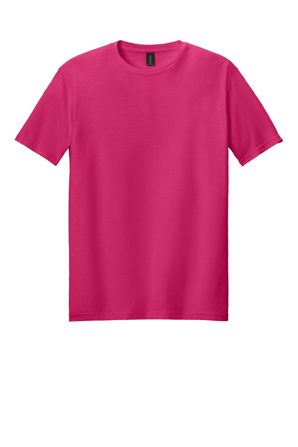 Gildan 64000 Mens Softstyle Short Sleeve Crewneck T-Shirt Heliconia Pink Flat Front
