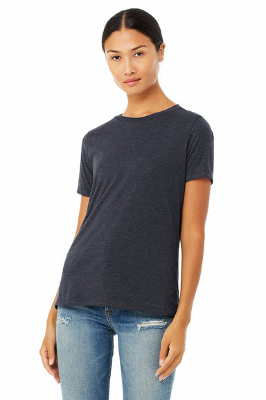 Bella + Canvas BC6400CVC/6400CVC Womens CVC Short Sleeve Crewneck T-Shirt Heather Navy Blue Model Front