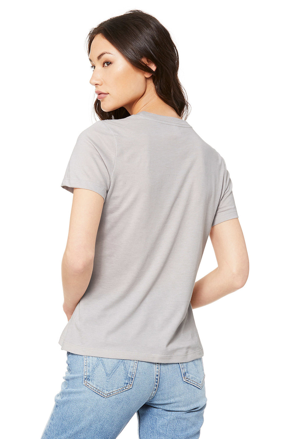 Bella + Canvas BC6400CVC/6400CVC Womens CVC Short Sleeve Crewneck T-Shirt Heather Cool Grey Model Back