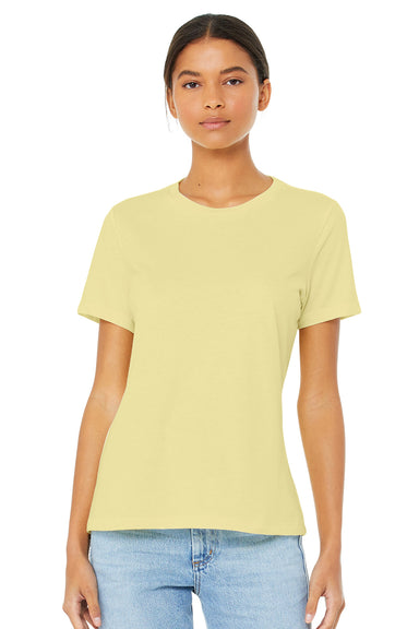 Bella + Canvas BC6400CVC/6400CVC Womens CVC Short Sleeve Crewneck T-Shirt Heather French Vanilla Model Front