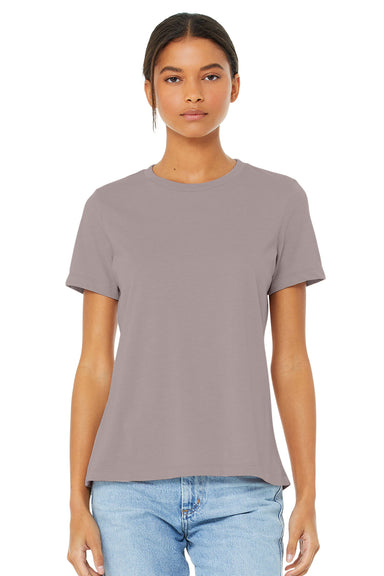 Bella + Canvas BC6400CVC/6400CVC Womens CVC Short Sleeve Crewneck T-Shirt Heather Pink Gravel Model Front