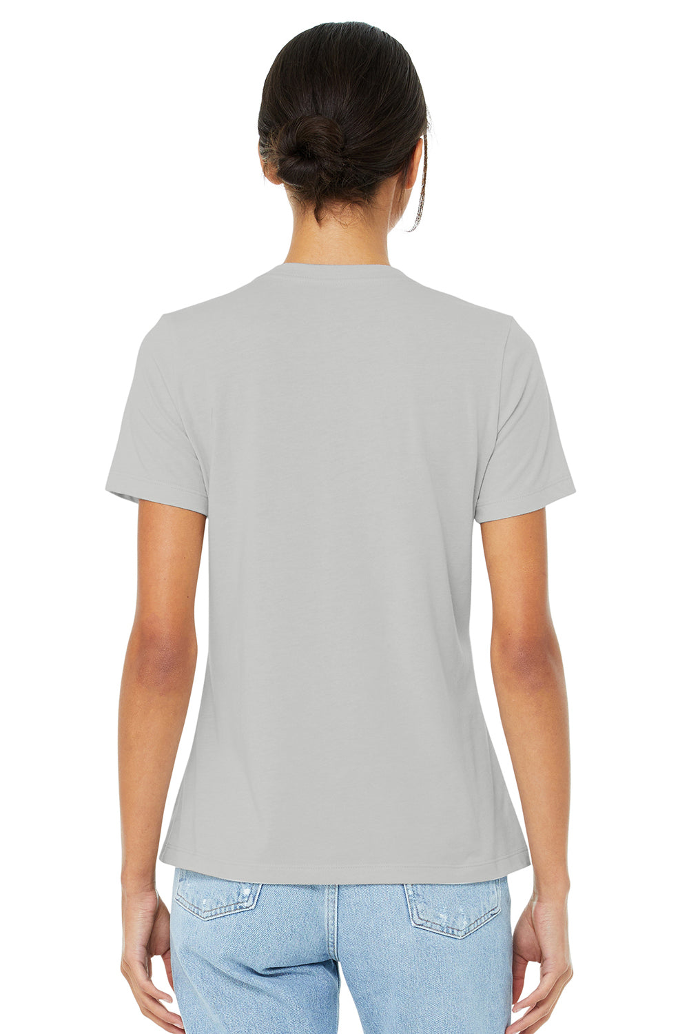 Bella + Canvas BC6400CVC/6400CVC Womens CVC Short Sleeve Crewneck T-Shirt Heather Silver Grey Model Back