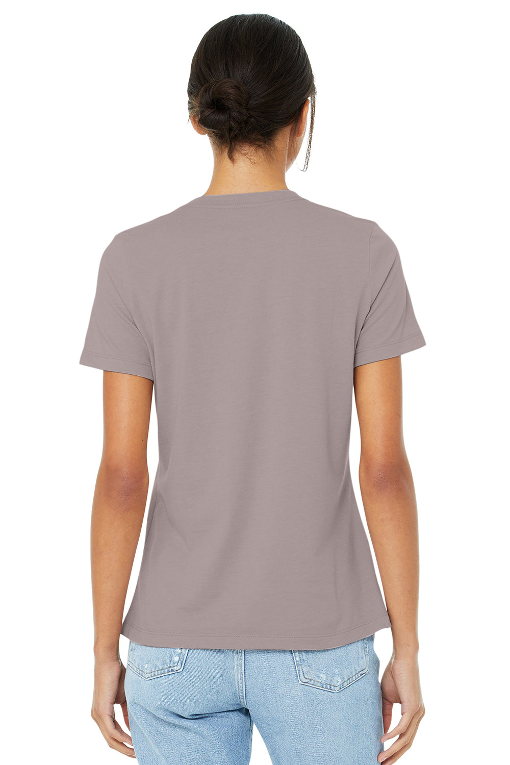Bella + Canvas BC6400CVC/6400CVC Womens CVC Short Sleeve Crewneck T-Shirt Heather Pink Gravel Model Back