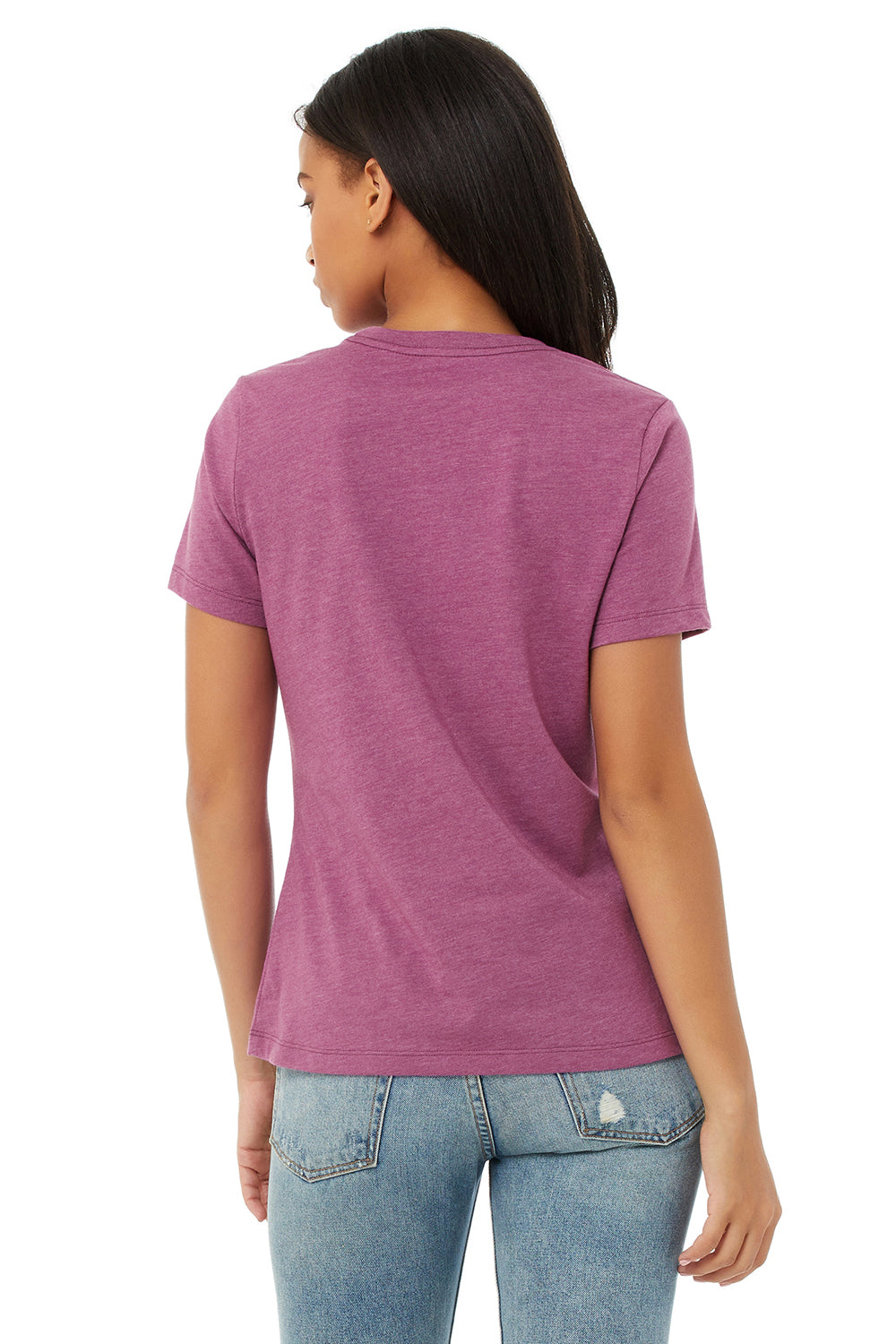 Bella + Canvas BC6400CVC/6400CVC Womens CVC Short Sleeve Crewneck T-Shirt Heather Magenta Model Back