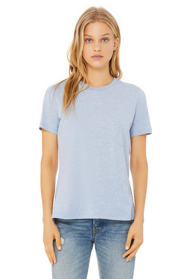 Bella + Canvas BC6400CVC/6400CVC Womens CVC Short Sleeve Crewneck T-Shirt Heather Prism Blue Model Front