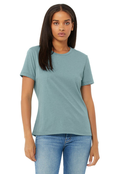 Bella + Canvas BC6400CVC/6400CVC Womens CVC Short Sleeve Crewneck T-Shirt Heather Blue Lagoon Model Front
