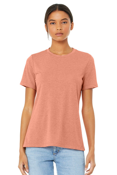 Bella + Canvas BC6400CVC/6400CVC Womens CVC Short Sleeve Crewneck T-Shirt Heather Sunset Orange Model Front