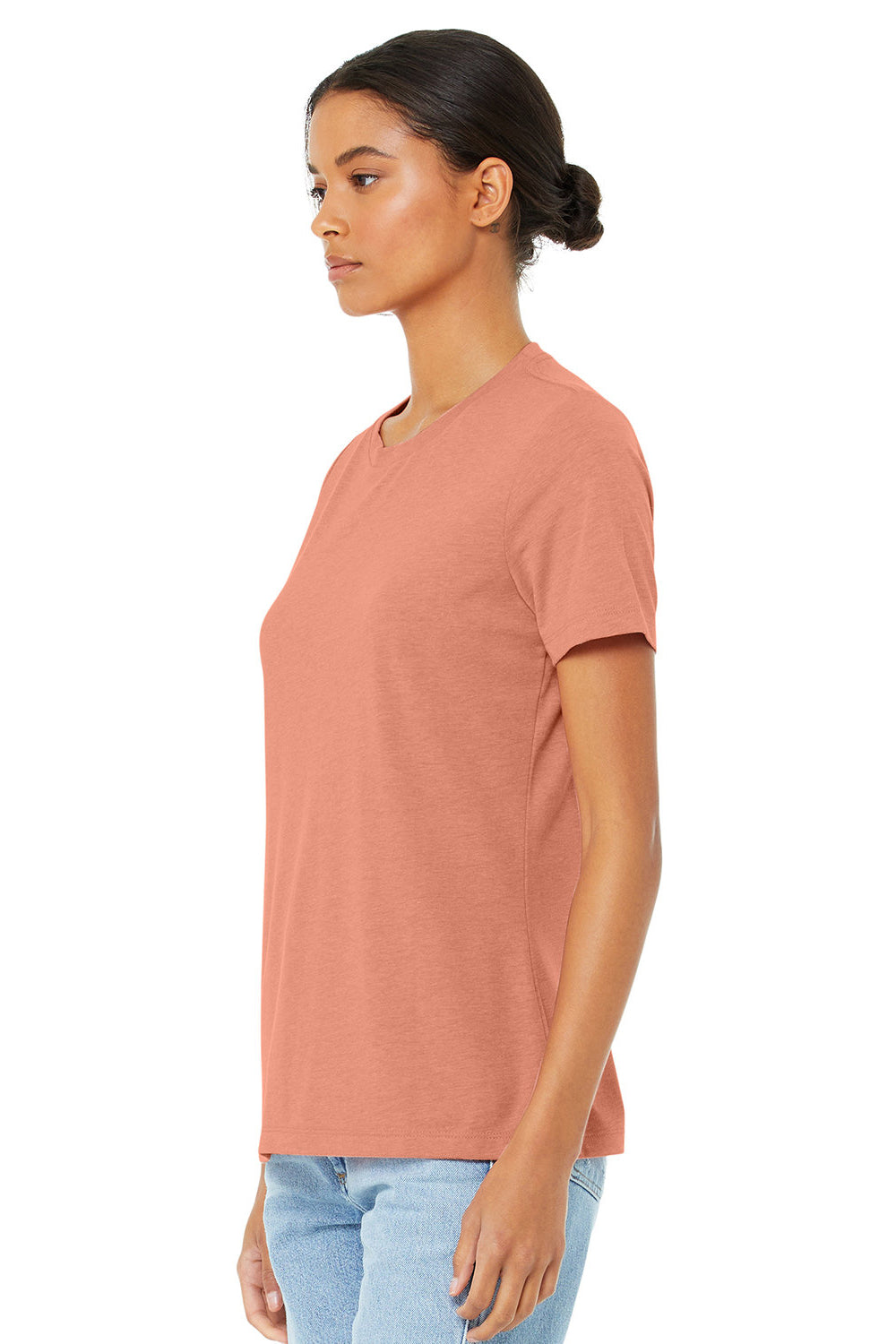 Bella + Canvas BC6400CVC/6400CVC Womens CVC Short Sleeve Crewneck T-Shirt Heather Sunset Orange Model 3Q