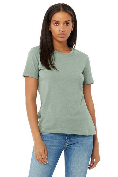Bella + Canvas BC6400CVC/6400CVC Womens CVC Short Sleeve Crewneck T-Shirt Heather Sage Green Model Front