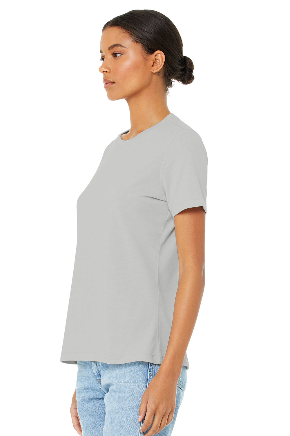 Bella + Canvas BC6400CVC/6400CVC Womens CVC Short Sleeve Crewneck T-Shirt Heather Silver Grey Flat Front