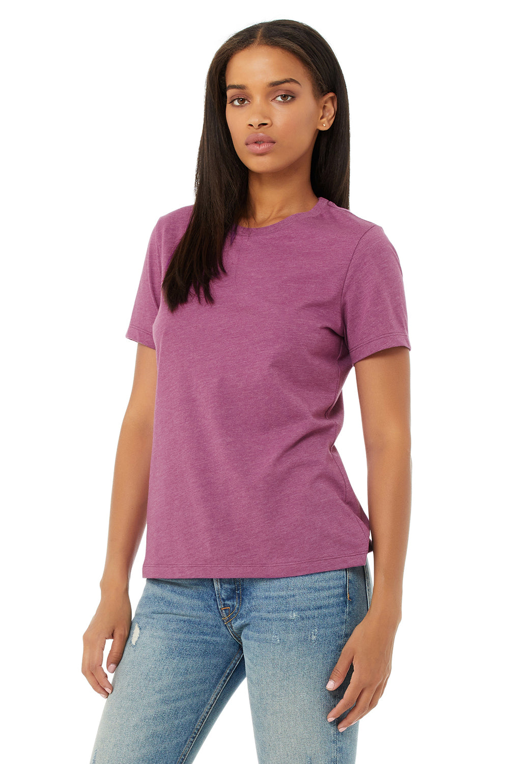 Bella + Canvas BC6400CVC/6400CVC Womens CVC Short Sleeve Crewneck T-Shirt Heather Magenta Model 3Q