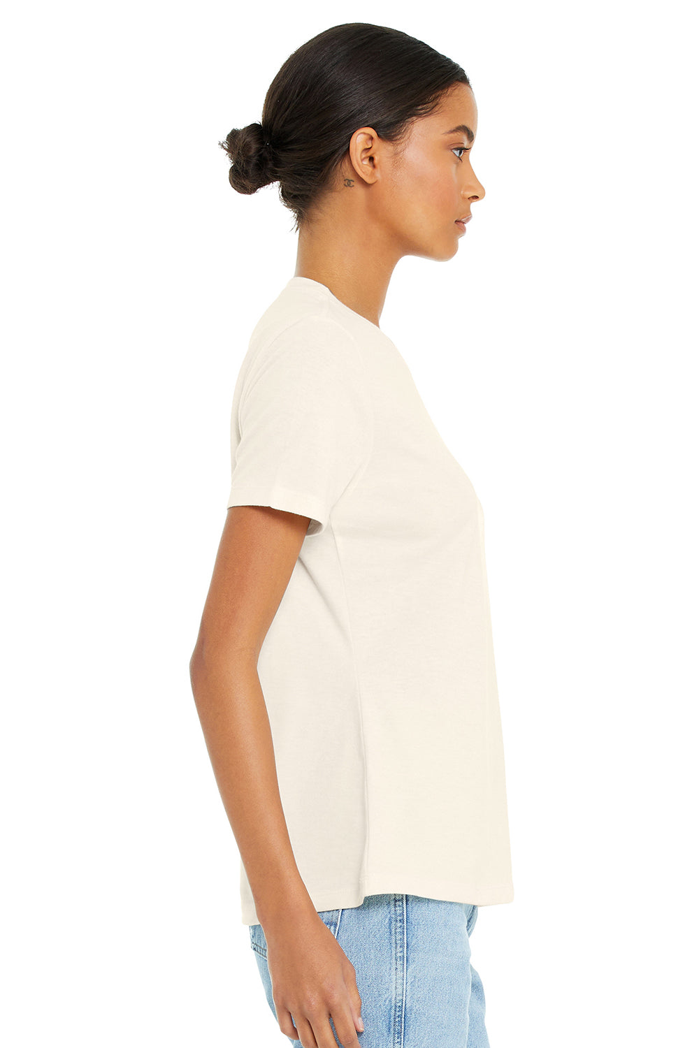 Bella + Canvas BC6400CVC/6400CVC Womens CVC Short Sleeve Crewneck T-Shirt Heather Natural Model Side
