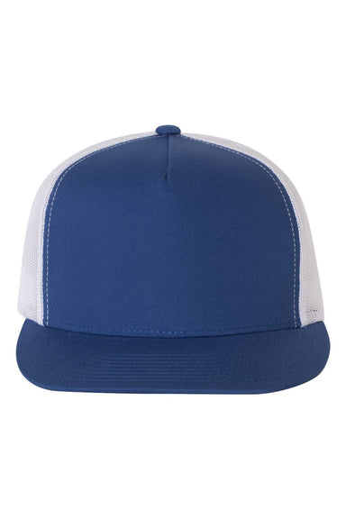 Yupoong 6006 Mens 5 Panel Classic Trucker Hat Royal Blue/White Flat Front