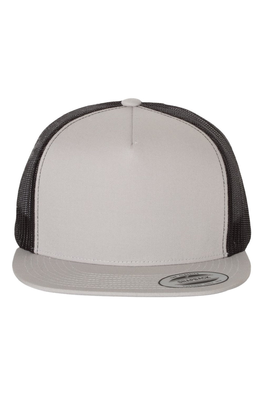 Yupoong Hats 6006/6006MC/6006W Mens Adjustable Trucker Hat Silver Grey/Black Flat Front