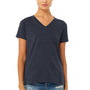 Bella + Canvas Womens CVC Short Sleeve V-Neck T-Shirt - Heather Navy Blue