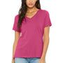 Bella + Canvas Womens Relaxed Jersey Short Sleeve V-Neck T-Shirt - Berry Pink
