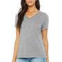 Bella + Canvas Womens CVC Short Sleeve V-Neck T-Shirt - Heather Grey
