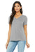 Bella + Canvas BC6405CVC Womens Relaxed Jersey Short Sleeve V-Neck T-Shirt Heather Grey Model Front