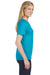 Bella + Canvas BC6405/6405 Womens Relaxed Jersey Short Sleeve V-Neck T-Shirt Turquoise Blue Model Side