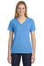 Bella + Canvas BC6405/6405 Womens Relaxed Jersey Short Sleeve V-Neck T-Shirt Blue Triblend Model Front