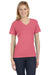 Bella + Canvas BC6415/6415 Womens Short Sleeve V-Neck T-Shirt Red Model Front