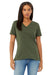 Bella + Canvas BC6405/6405 Womens Relaxed Jersey Short Sleeve V-Neck T-Shirt Military Green Model Front
