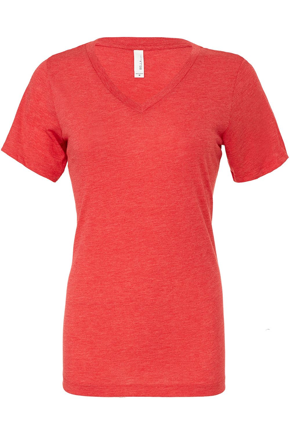 Bella + Canvas BC6405/6405 Womens Relaxed Jersey Short Sleeve V-Neck T-Shirt Red Triblend Flat Front