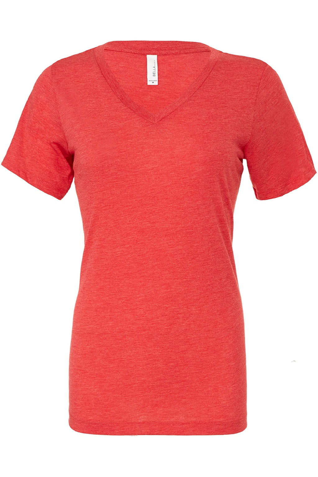 Bella + Canvas BC6415/6415 Womens Short Sleeve V-Neck T-Shirt Red Flat Front