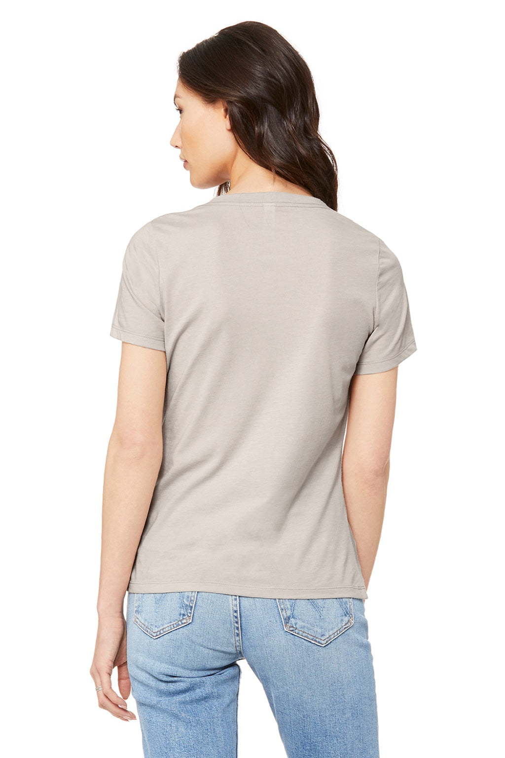Bella + Canvas BC6405CVC/6405CVC Womens CVC Short Sleeve V-Neck T-Shirt Heather Dust Model Back